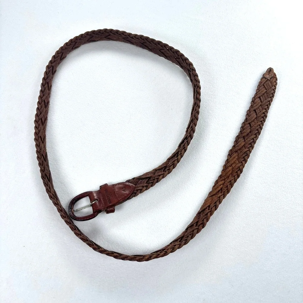 VTG‎ Dockers Leather Belt Mens Braided Brown Size 44